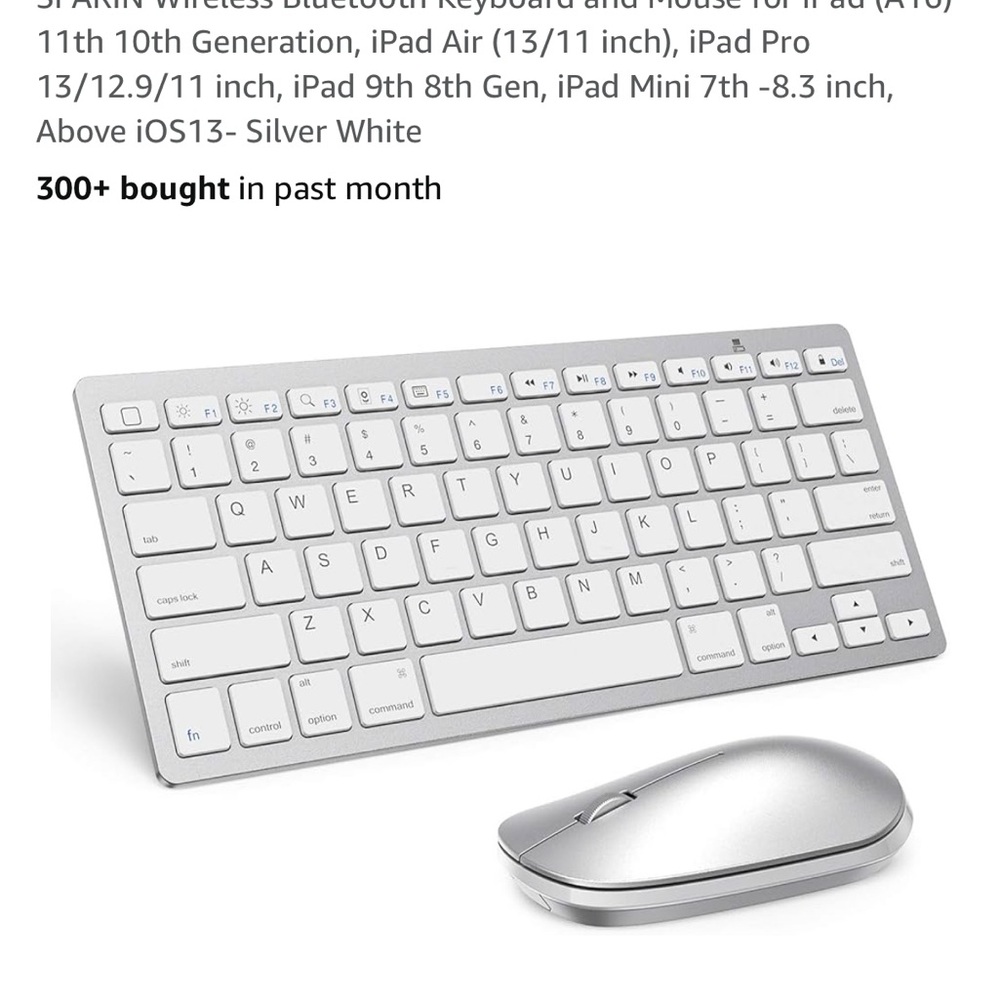 Silver Wireless Keyboard and Mouse Set